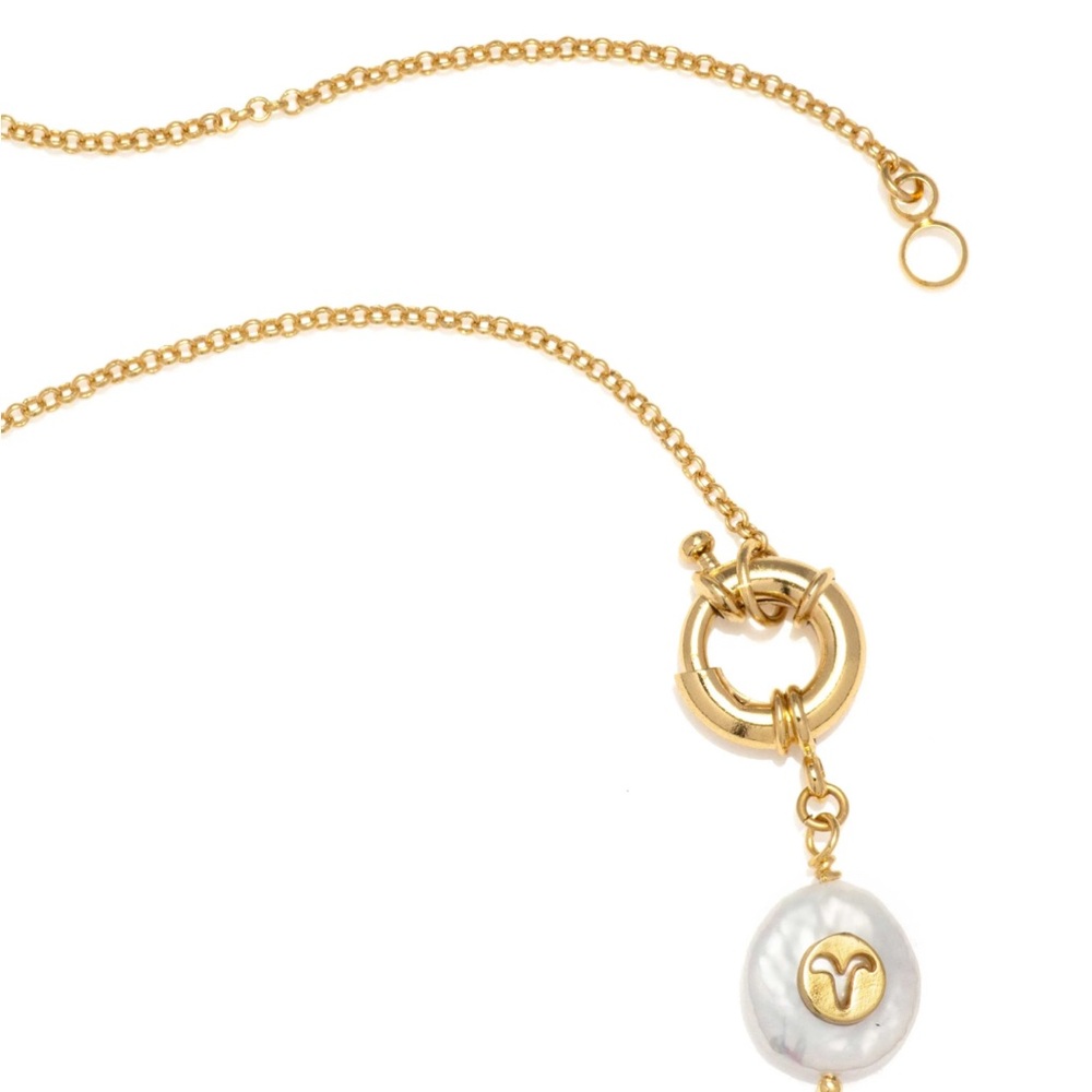 Gold plated Zodiac Pearl Necklace Aquarius ♒️ NWT - Picture 4 of 7
